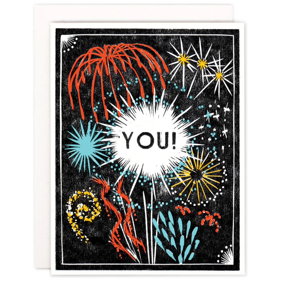 Fireworks For You Letterpress-kort med kuvert