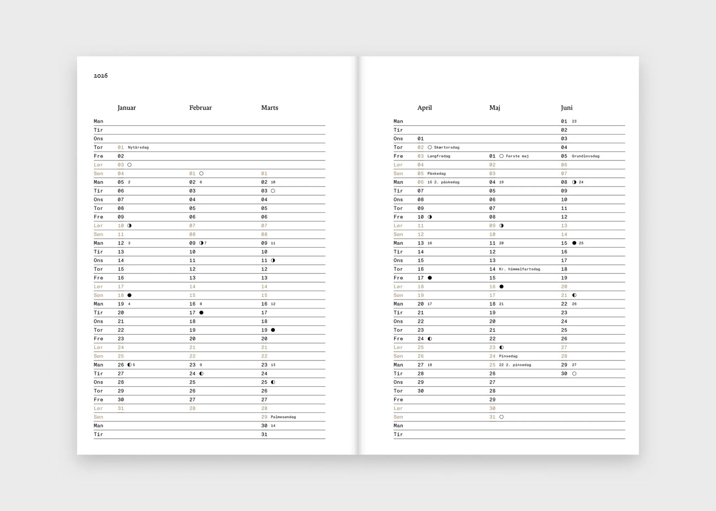 Jordbo kalender 2026