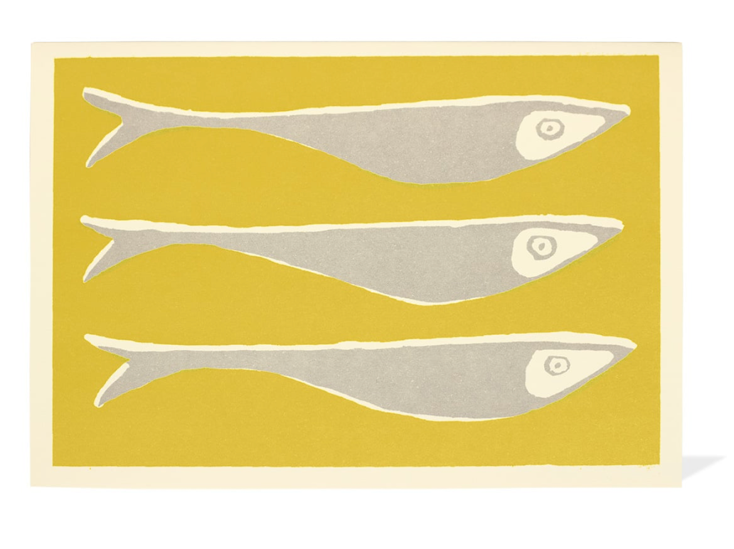 Card Fish Grey And Yellow - Cambridge Imprint
