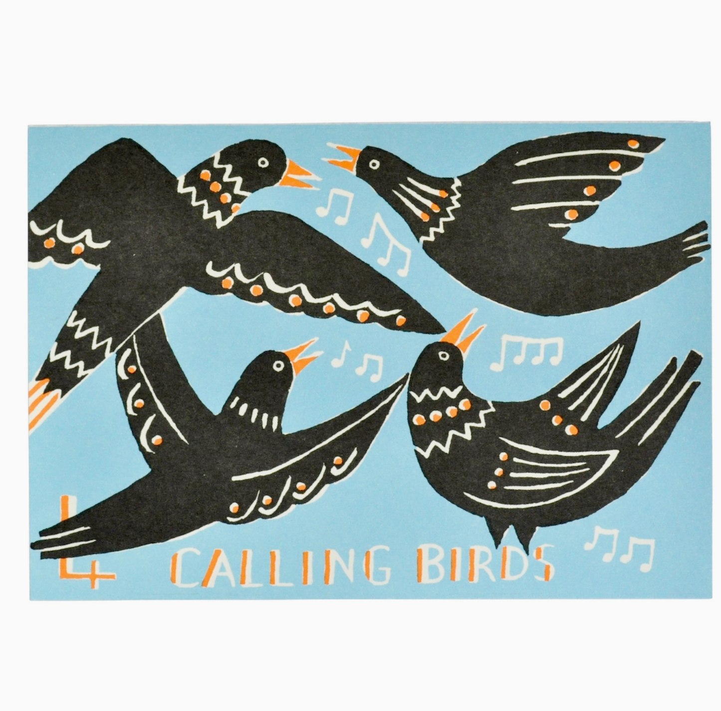 Card Four Calling Birds - Cambridge Imprint