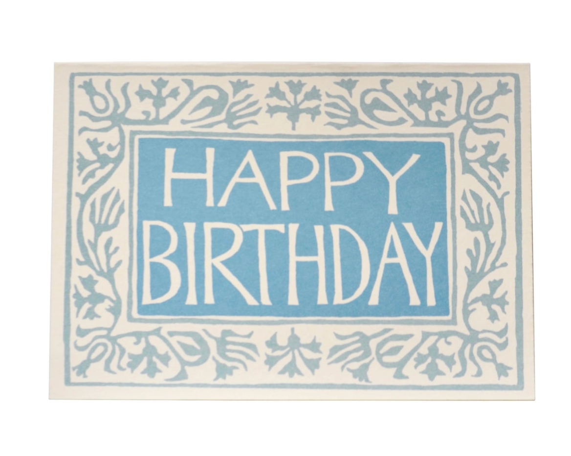 Card Happy Birthday Arabesque Blue - Cambridge Imprint