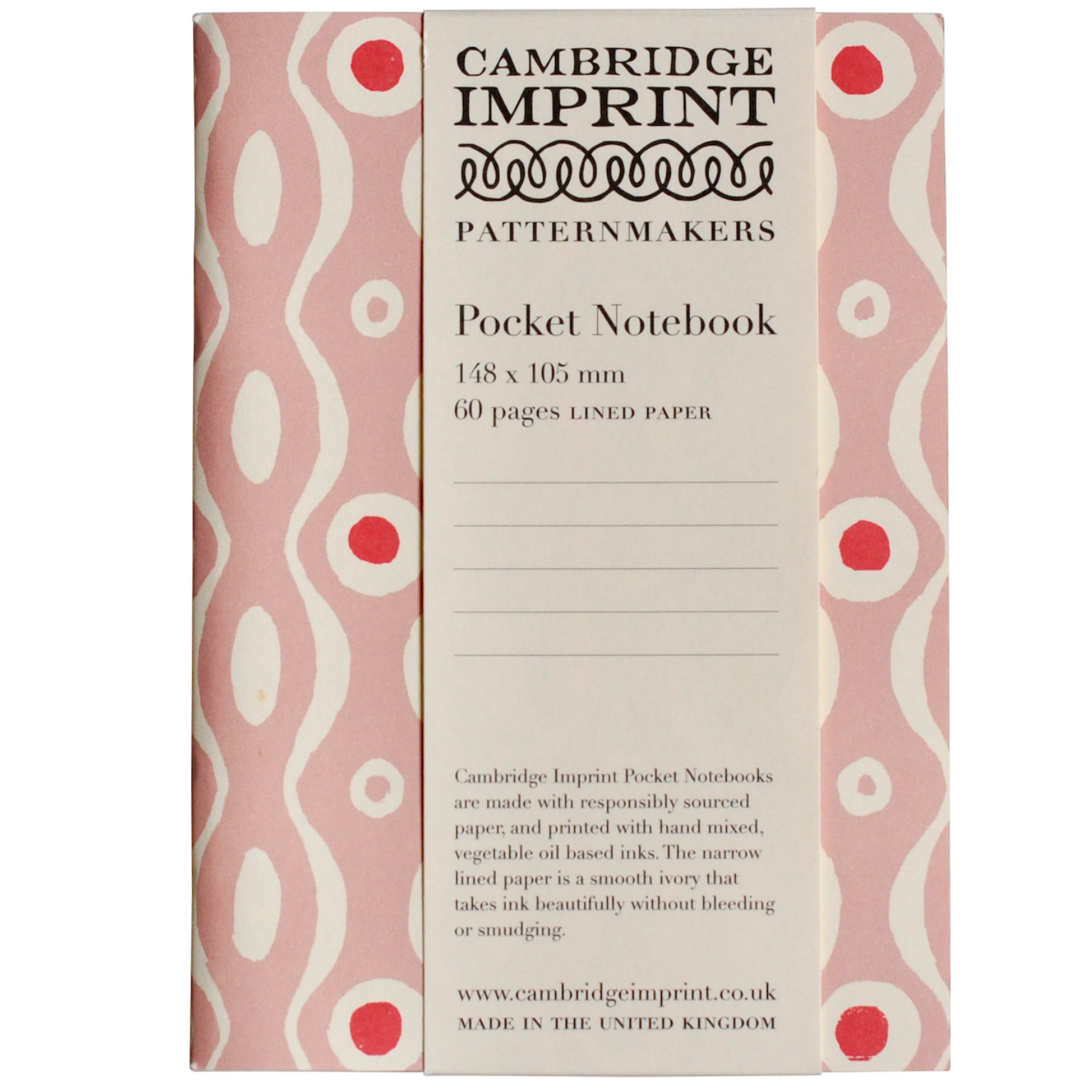 Pocket Notebook Persephone Pale Pink And Raspberry - Cambridge Imprint