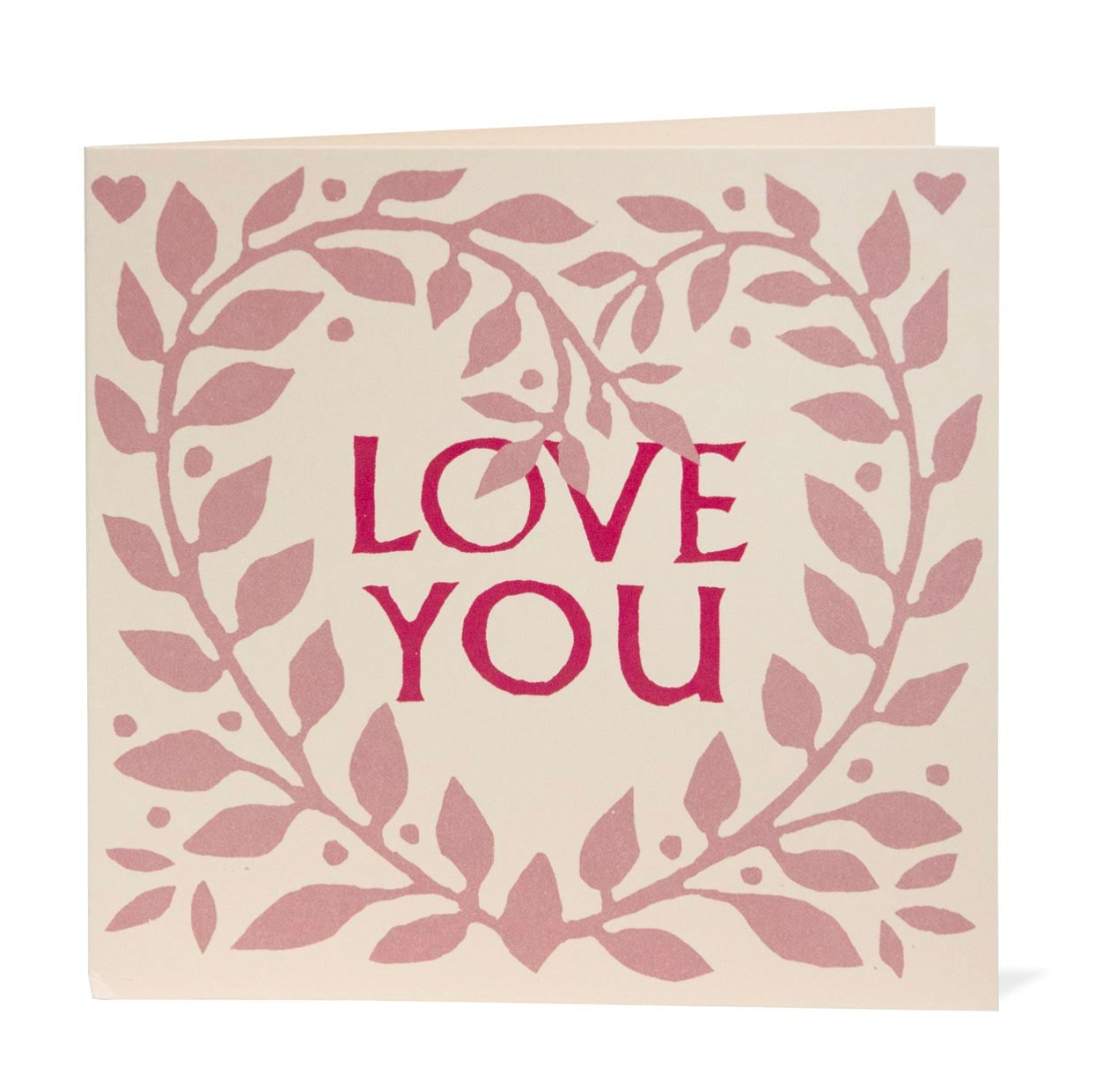Smaller Square Card Love You Wreath - Cambridge Imprint