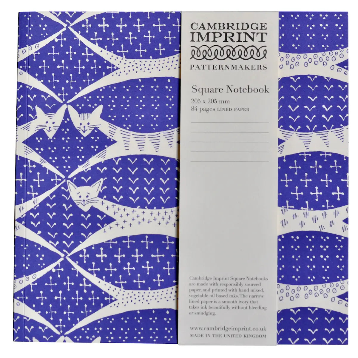 Square Notebook with Lined Paper in Cats Periwinkle Blue