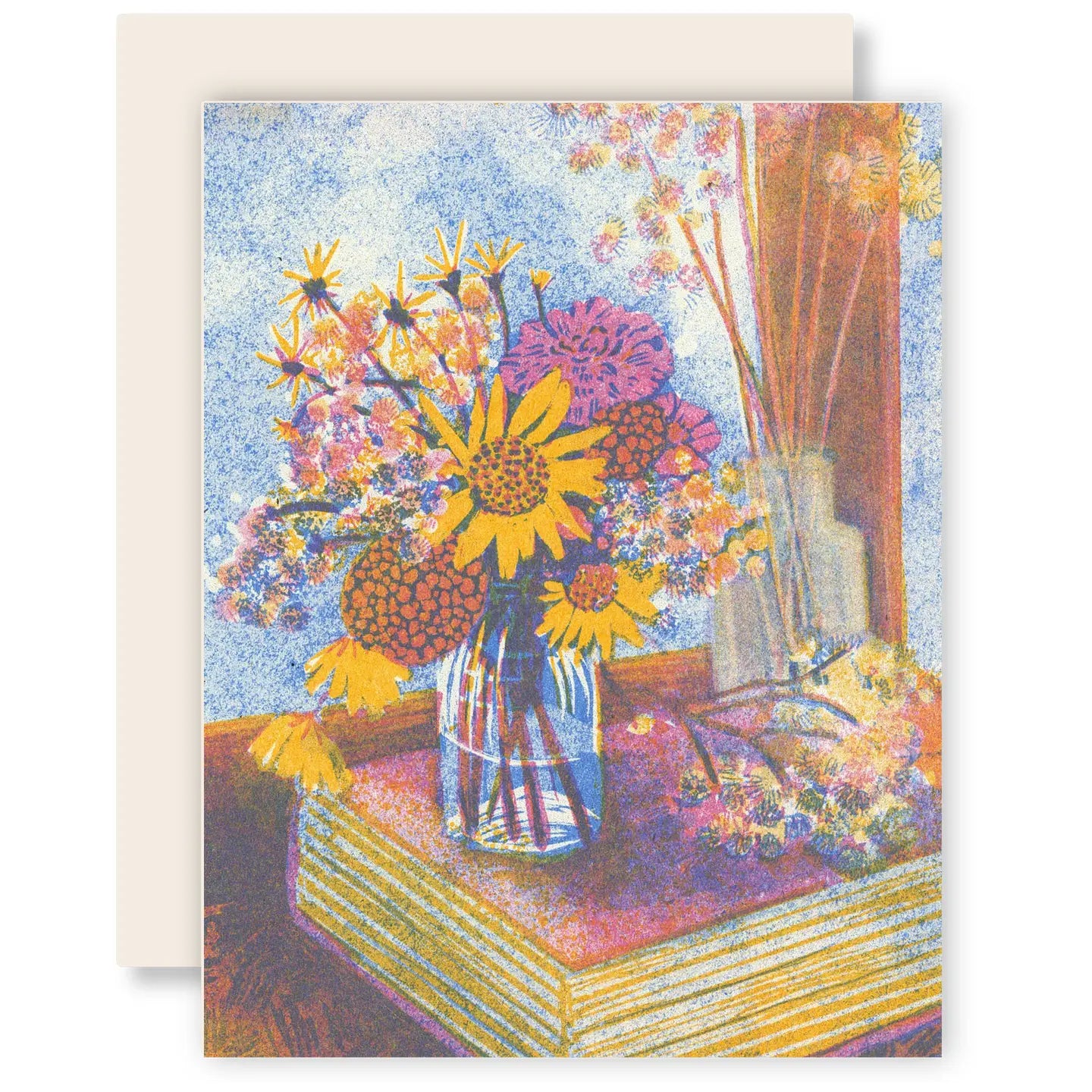 Books and Flowers #2 Letterpress Card
