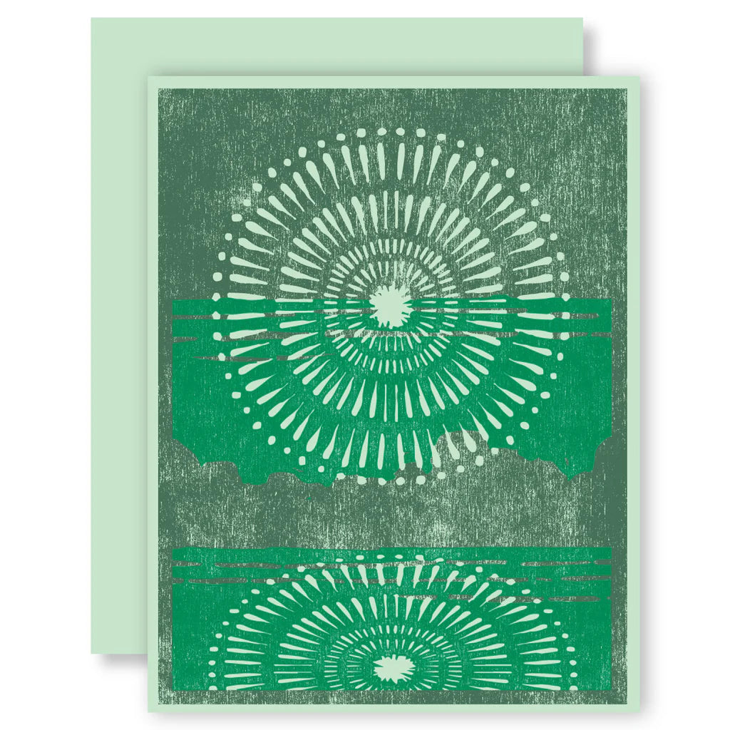 New Year's Fireworks Over Water Letterpress Card