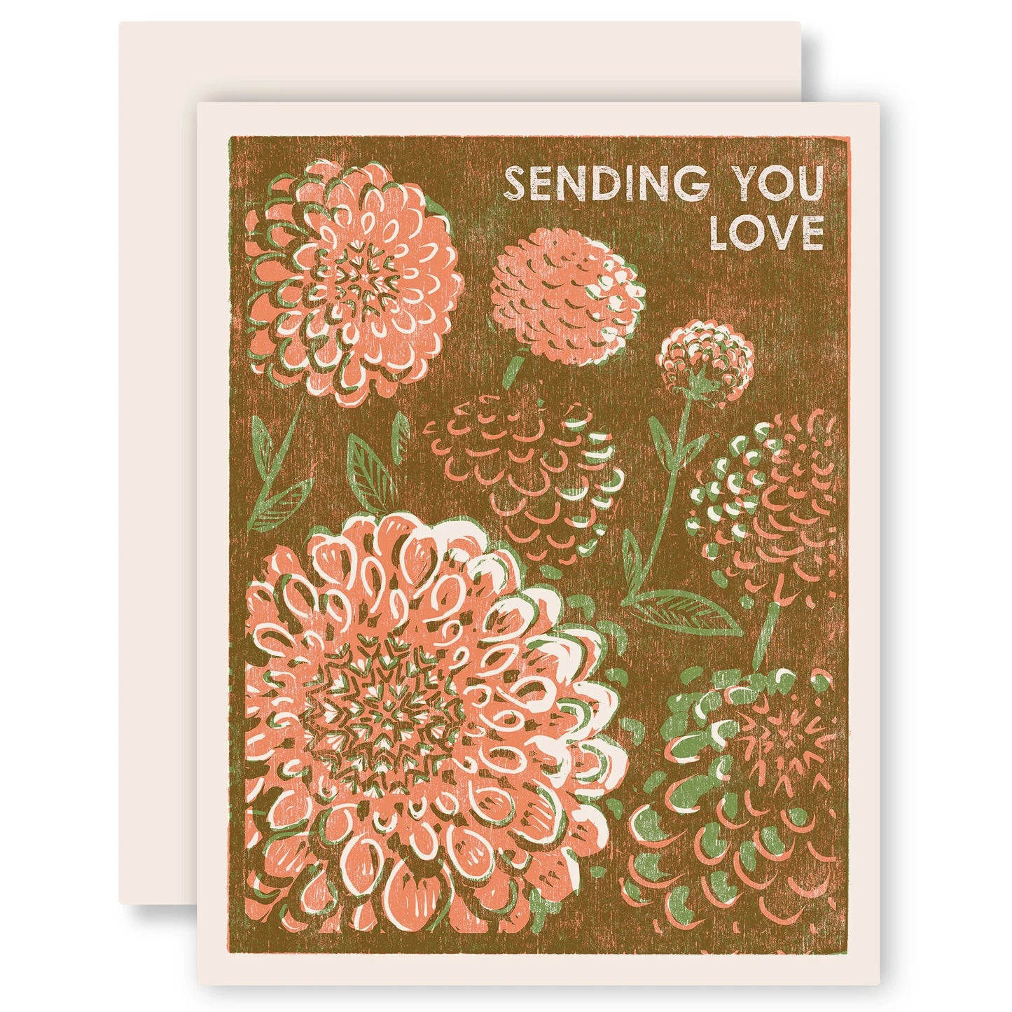 Sending Love (Dahlias) Letterpress Card