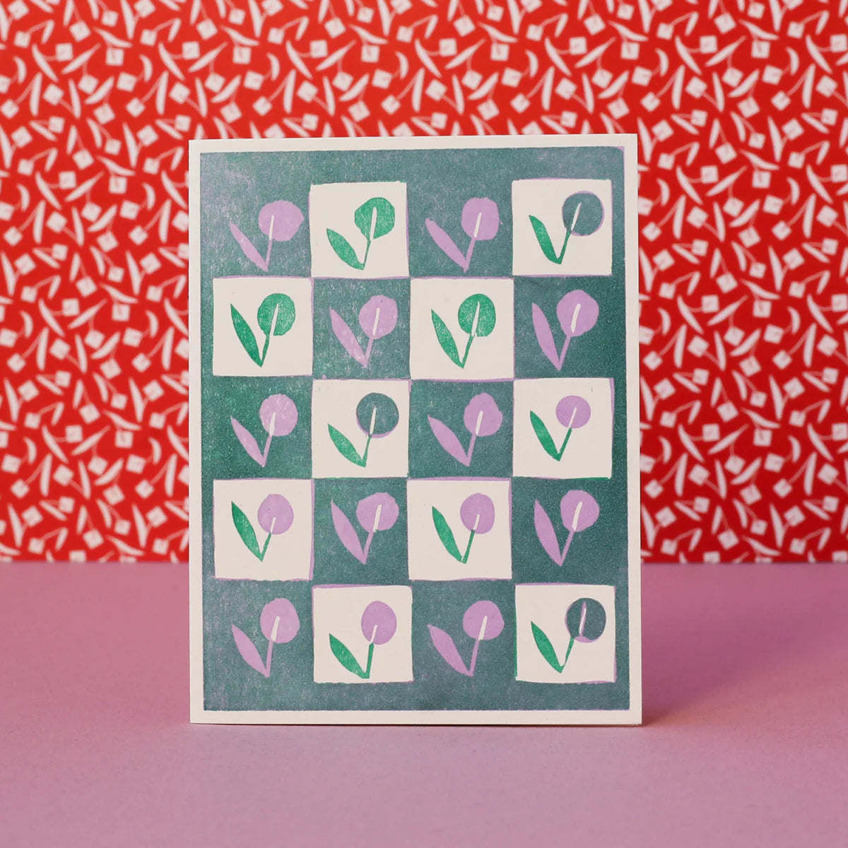 Circle Floral (Lilac) Letterpress-kort med kuvert