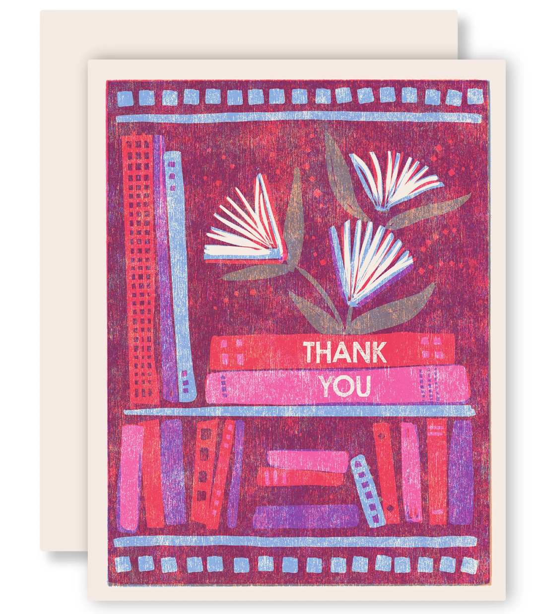 Thank You (Book Flowers) Letterpress-kort med kuvert