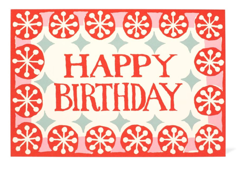 Card Happy Birthday Coral, Pink And Pale Turquoise - Cambridge Imprint