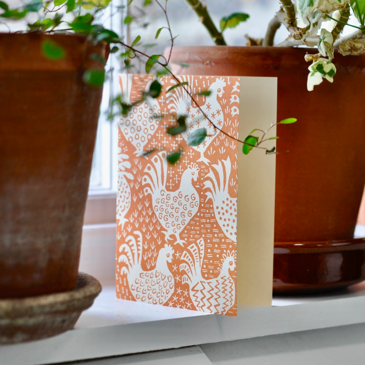 Hens Card (Cinnamon) - Cambridge Imprint
