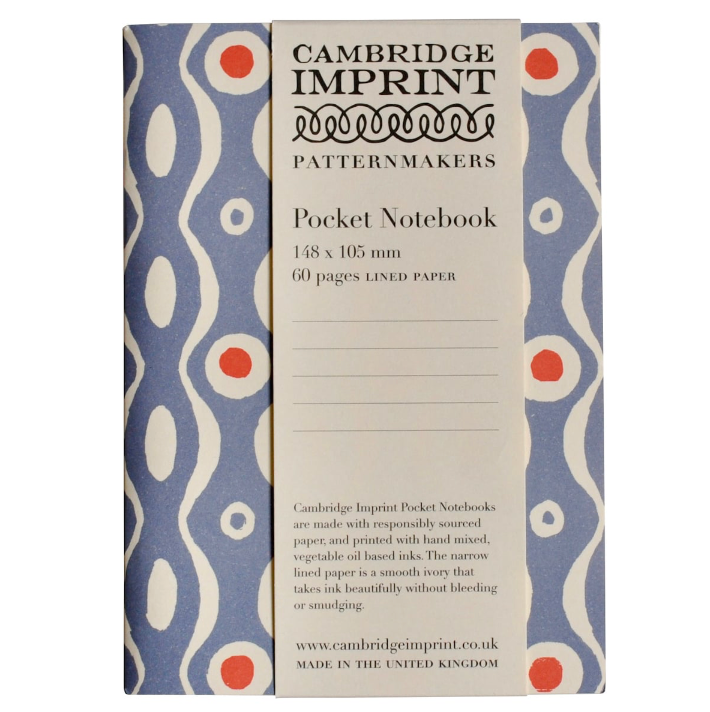 Pocket Notebook Persephone Cornflower And Red - Cambridge Imprint